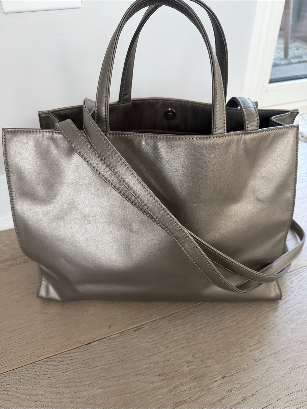 Telfar Metallic Pewter Logo Tote - Picture 2 of 9